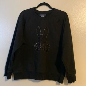 Psycho Bunny Jewel Crystal Diamond Embellished Skull Crew Neck Sweatshirt XL